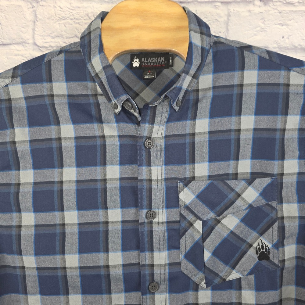 Alaskan Hardgear Duluth Trading Co Mens Slim Fit Blue‎ Plaid Wool Blend Shirt XL